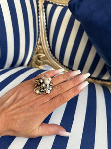 ANTIQUE GOLD CLUSTER PEARL RING