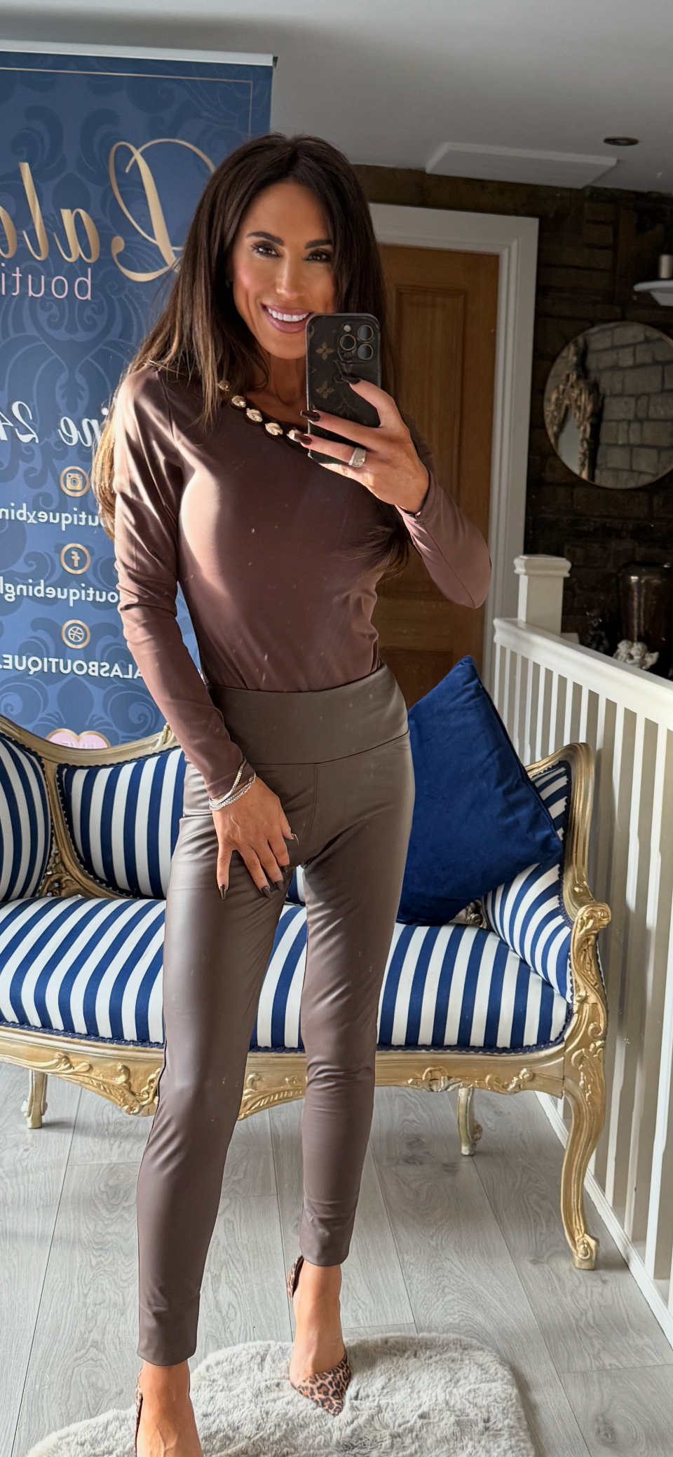 BROWN GOLD BEAD BODYSUIT