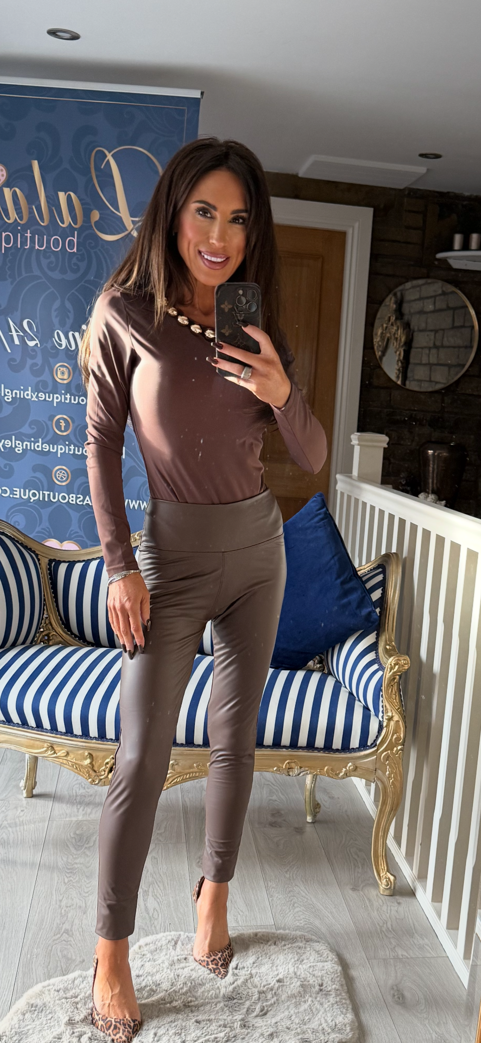 BROWN GOLD BEAD BODYSUIT