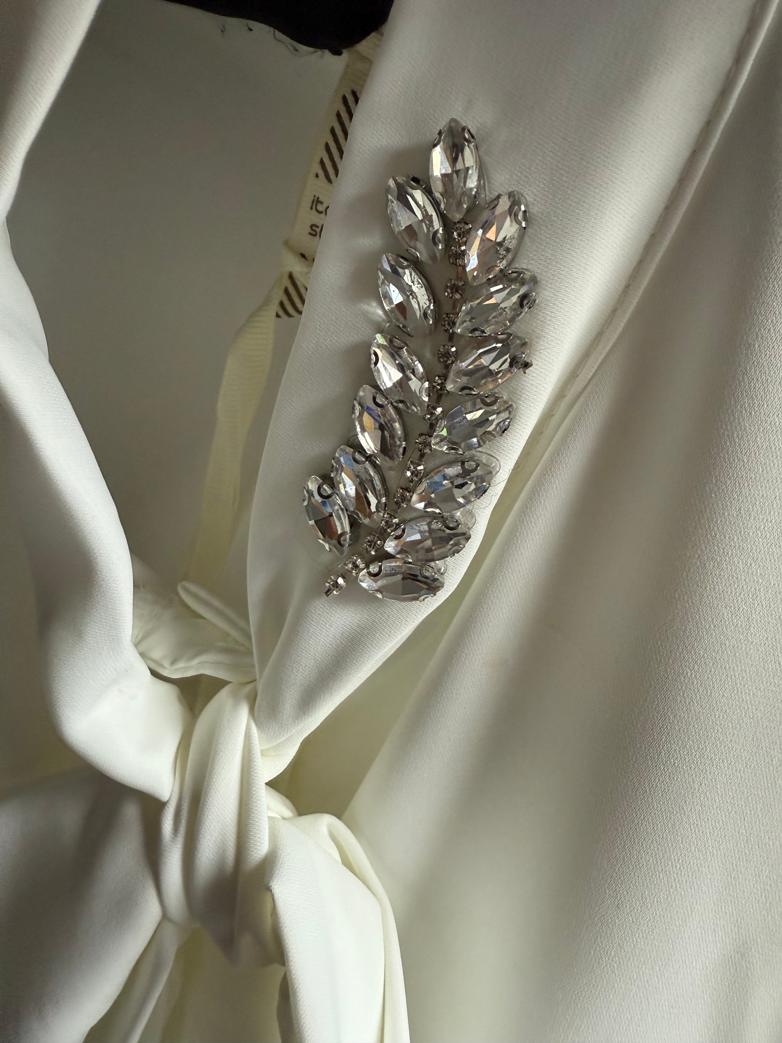 CREAM DIAMANTÉ LEAF CHIFFON BLOUSE