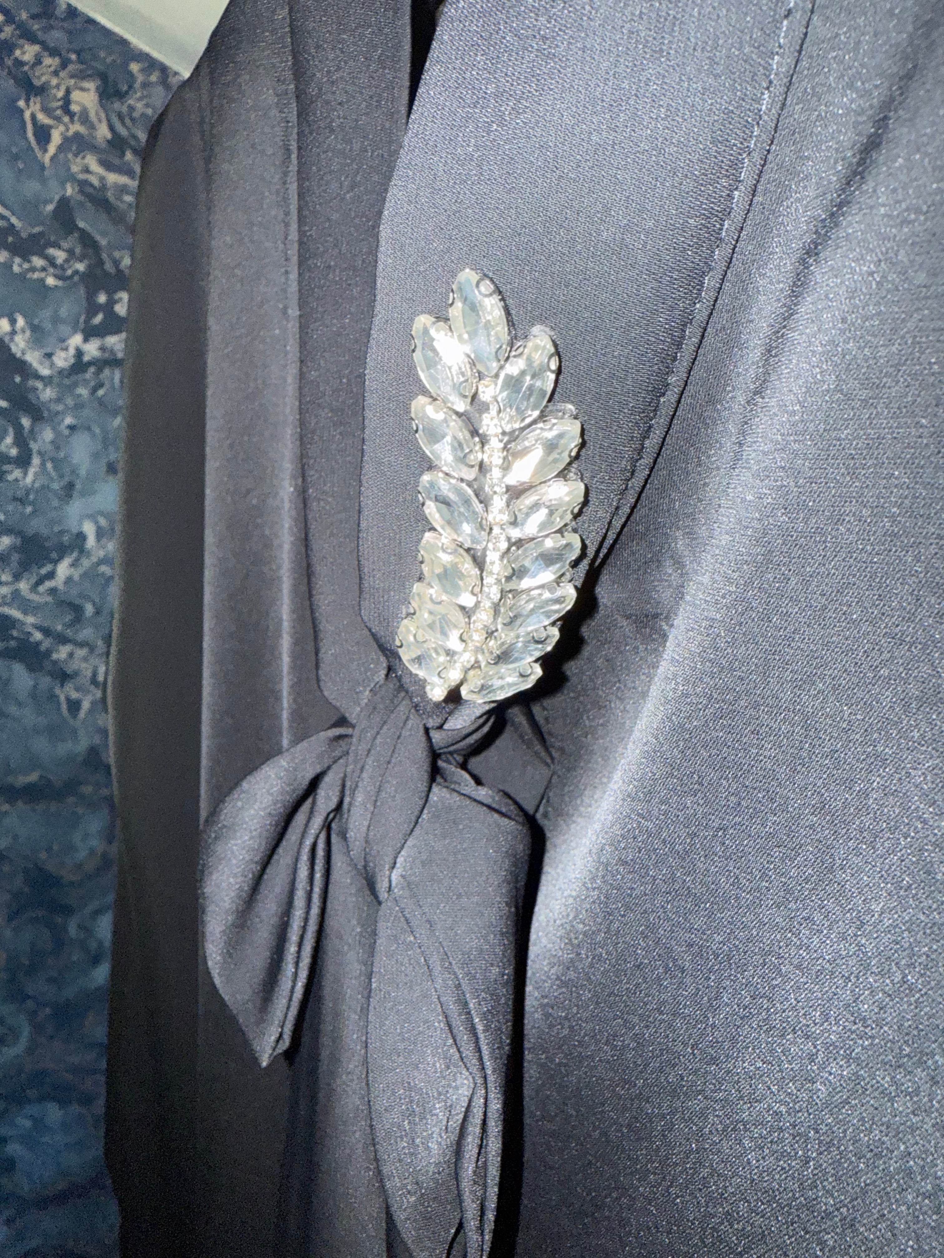 BLACK DIAMANTÉ LEAF CHIFFON BLOUSE