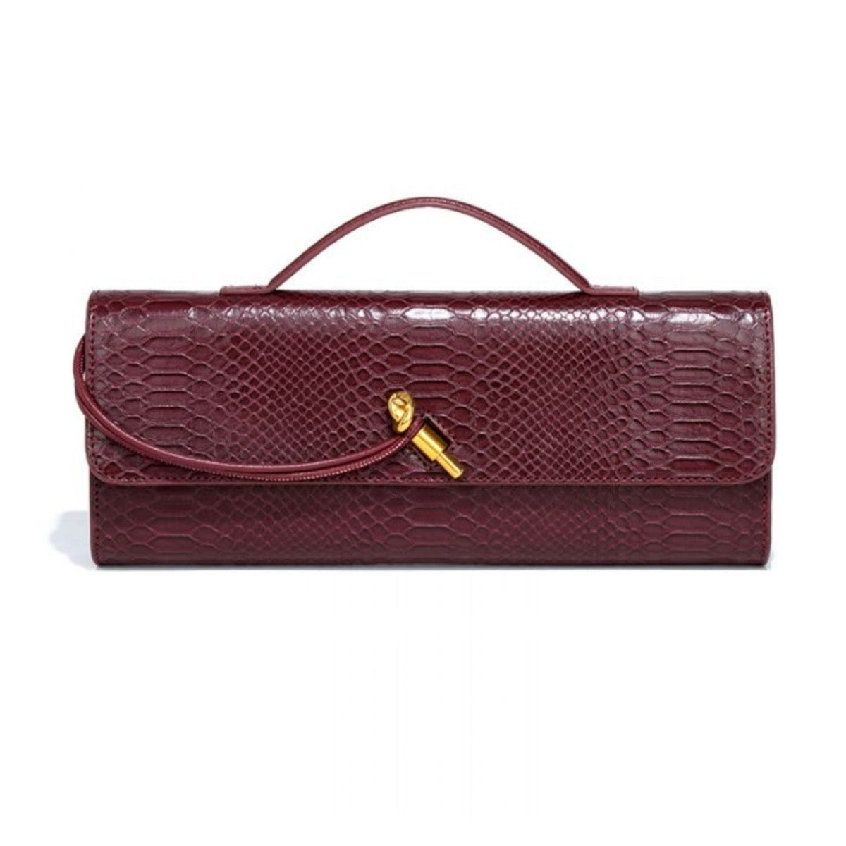 WINE RICH CROC CLUTCH BAG