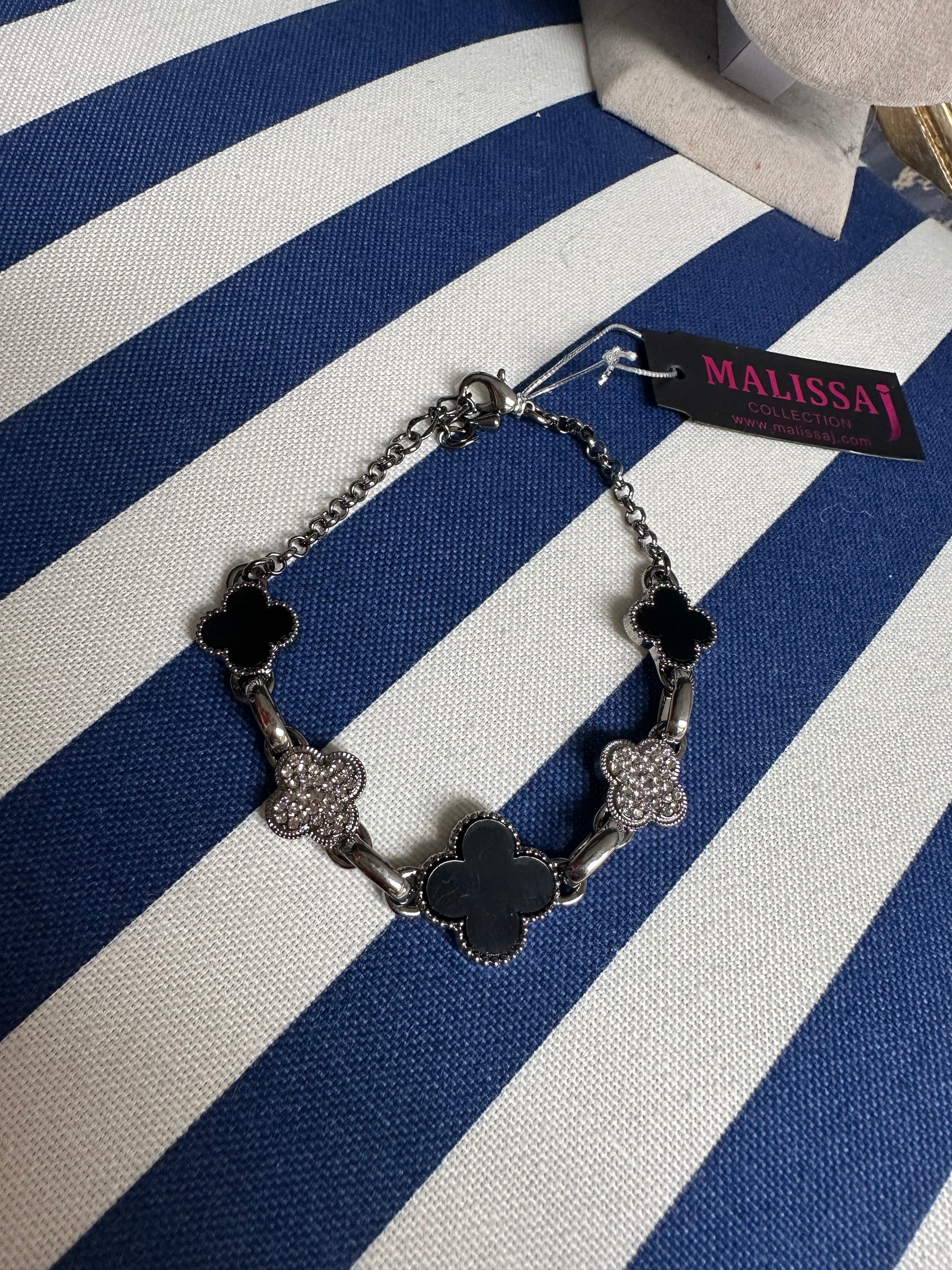 GUNMETAL PAVÈ CLOVER BRACELET -MALISSA J