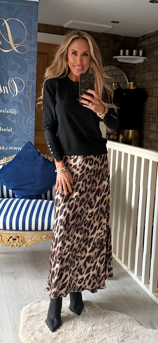 ANIMAL PRINT SATIN SKIRT