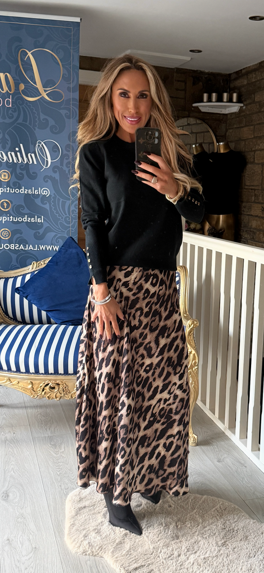 ANIMAL PRINT SATIN SKIRT