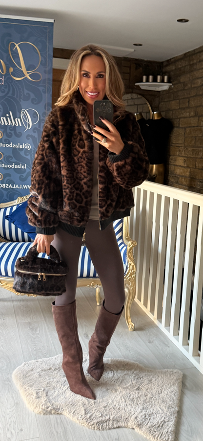 CHOCOLATE ANIMAL FUR BOMBER