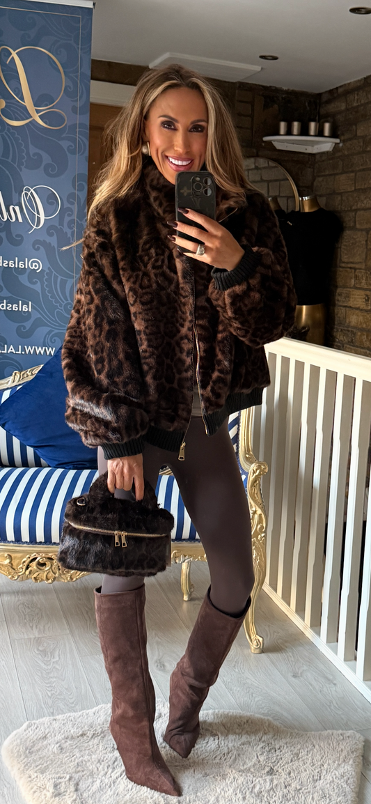 CHOCOLATE ANIMAL FUR BOMBER