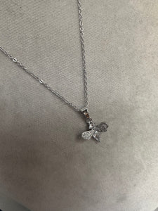 Silver bee necklace