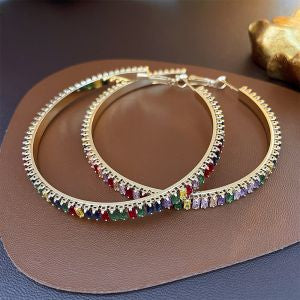 Oversized multicoloured diamanté hoops