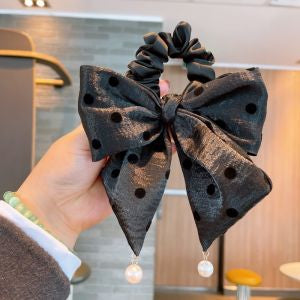 Black polka hair scrunchy