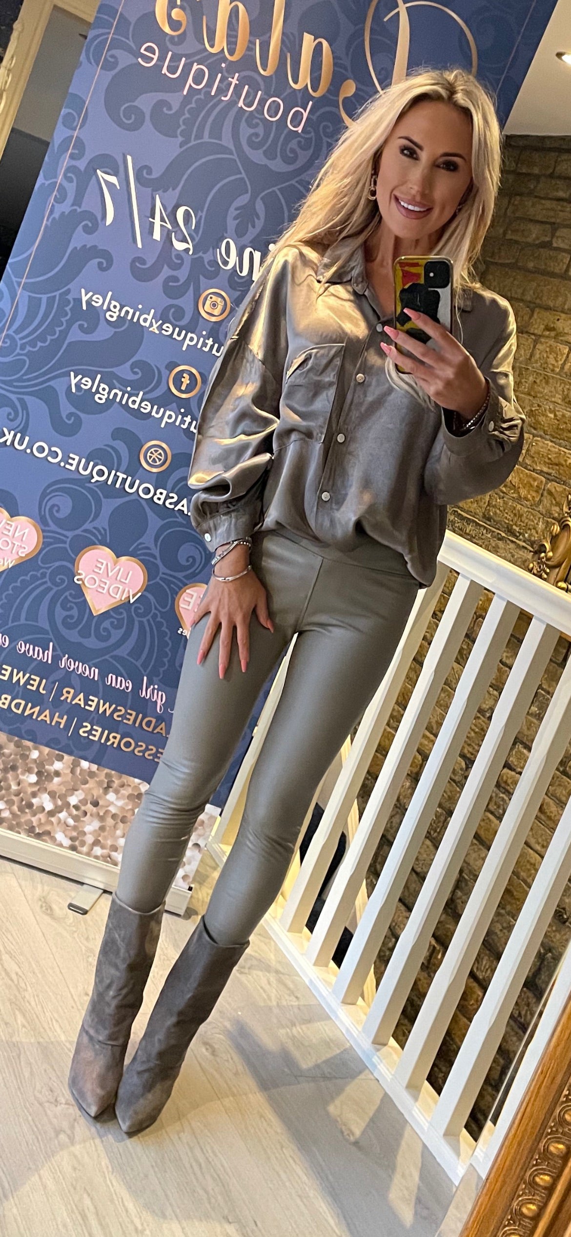 Putty pleather leggings