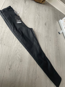 Black wax look PU trousers