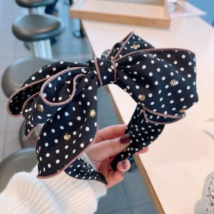 Black polka oversized bow hairband