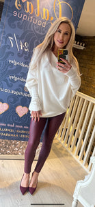 Oxblood pleather leggings